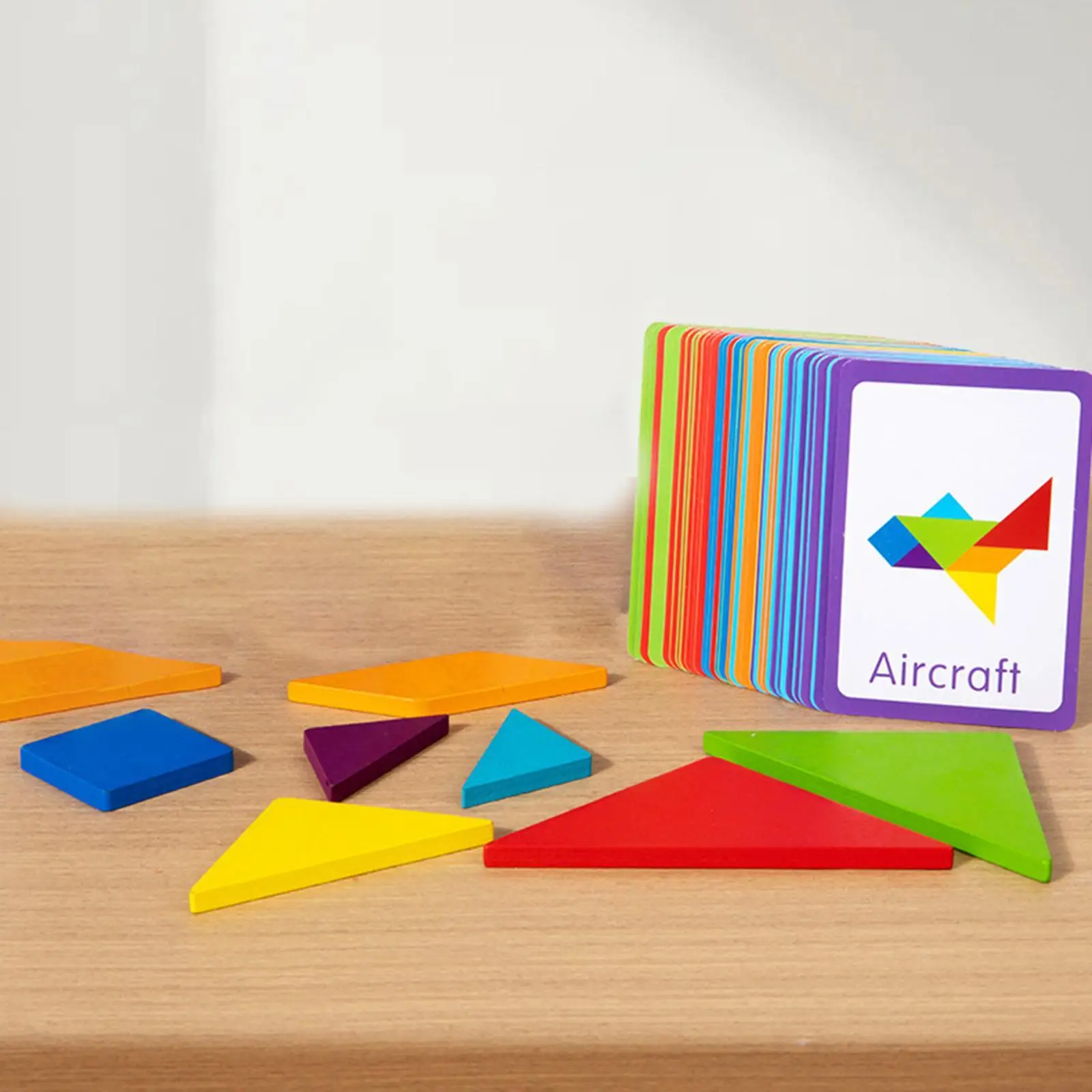 Puzzle Tangram en bois coloré, jeu de QI logique 3D, jouet en bois Montessori