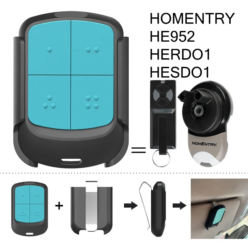 

HOMENTRY HE952 HERDO1 HESDO1 Garage Door Opener Garage Door Remote Controller 433.30 433.92 434.54 MHz