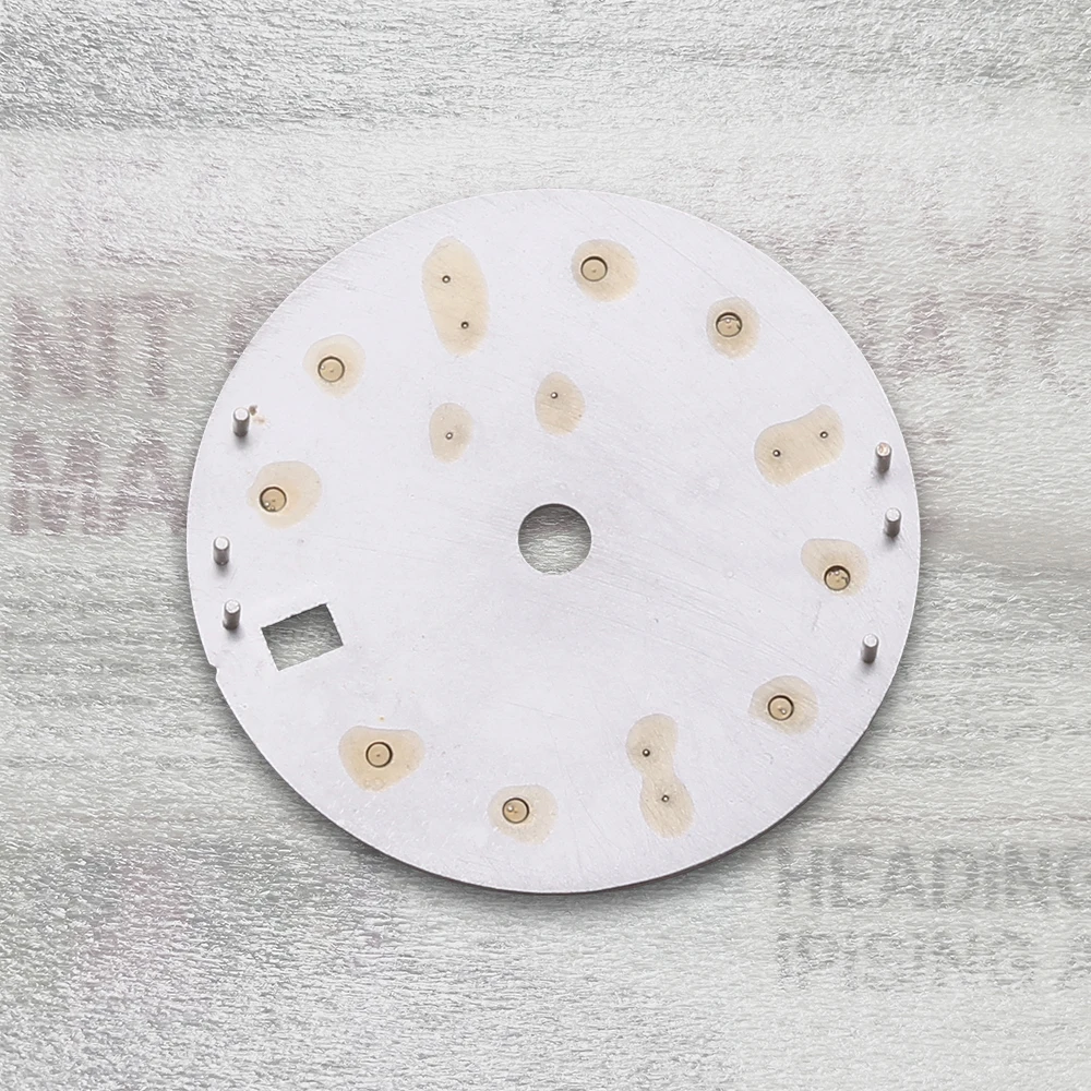 28.5mm S Logo GMT Dial Fit NH34 Movement Green Luminous White Matte Dial Watch Modification Accessories