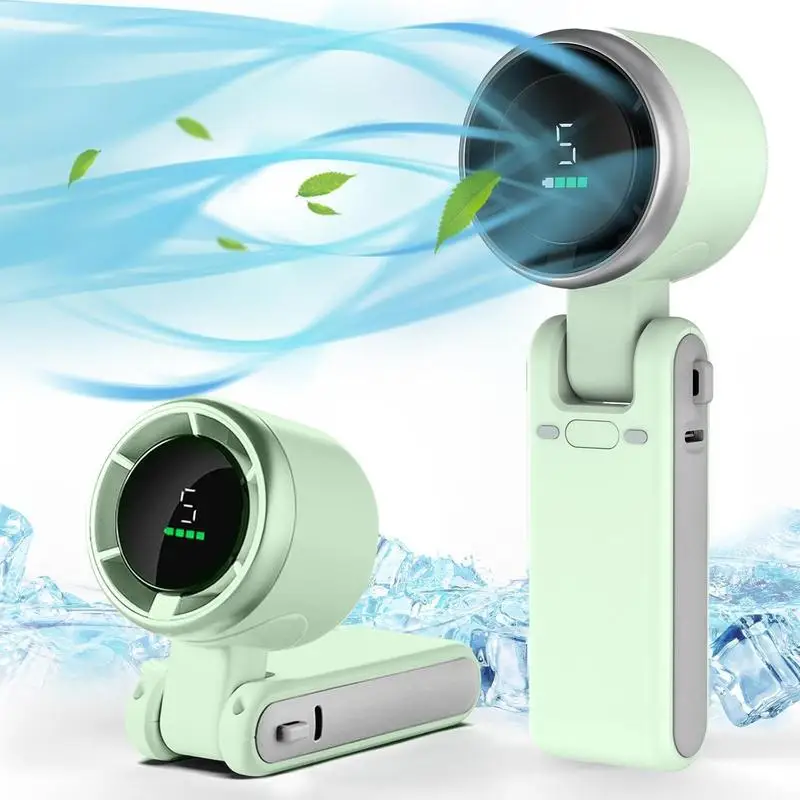 

Handheld Mini Fan Foldable Neck Hanging Wearable Outdoor Turbo High Speed Strong Wind Personal Cooling Fan Rechargeable Pocket