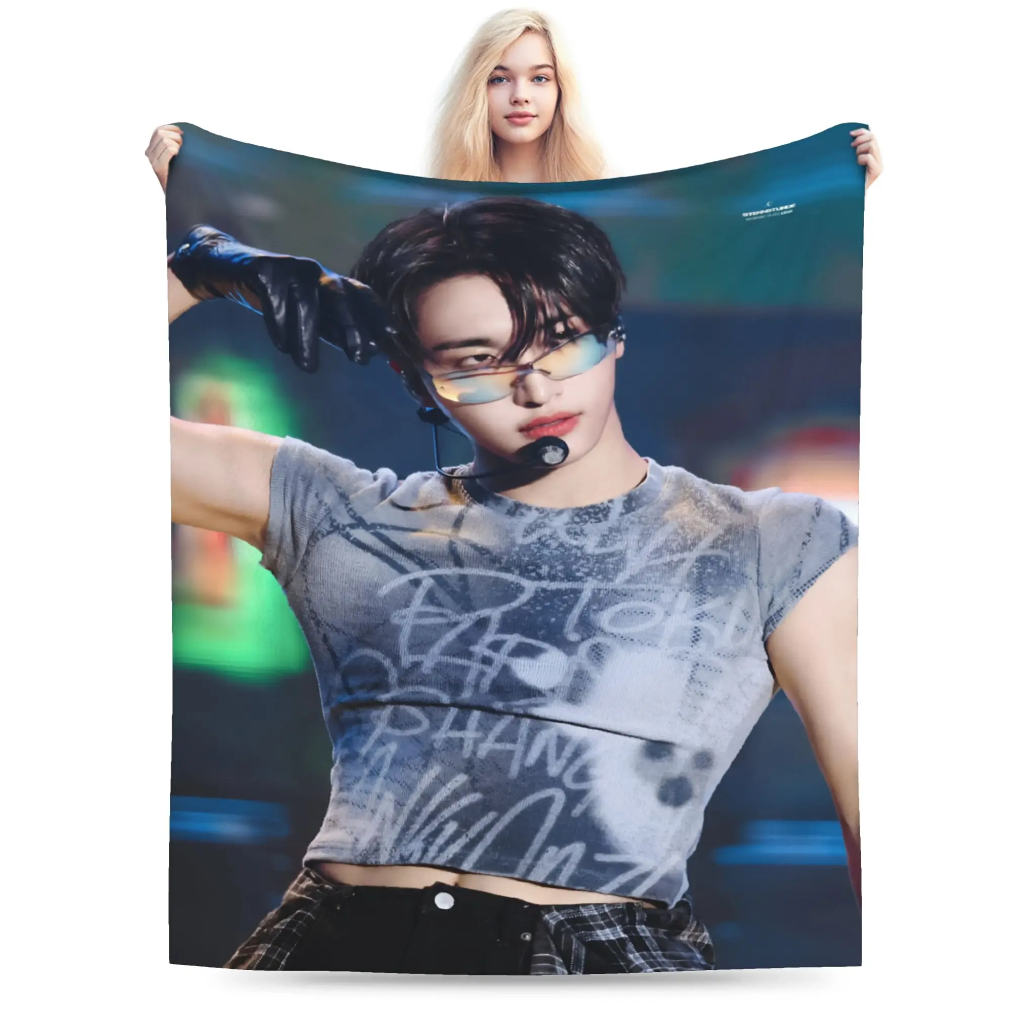 New Arrival Korean Boy Seonghwa Blankets Soft Flannel  Cozy Throw Blankets Machine Washable