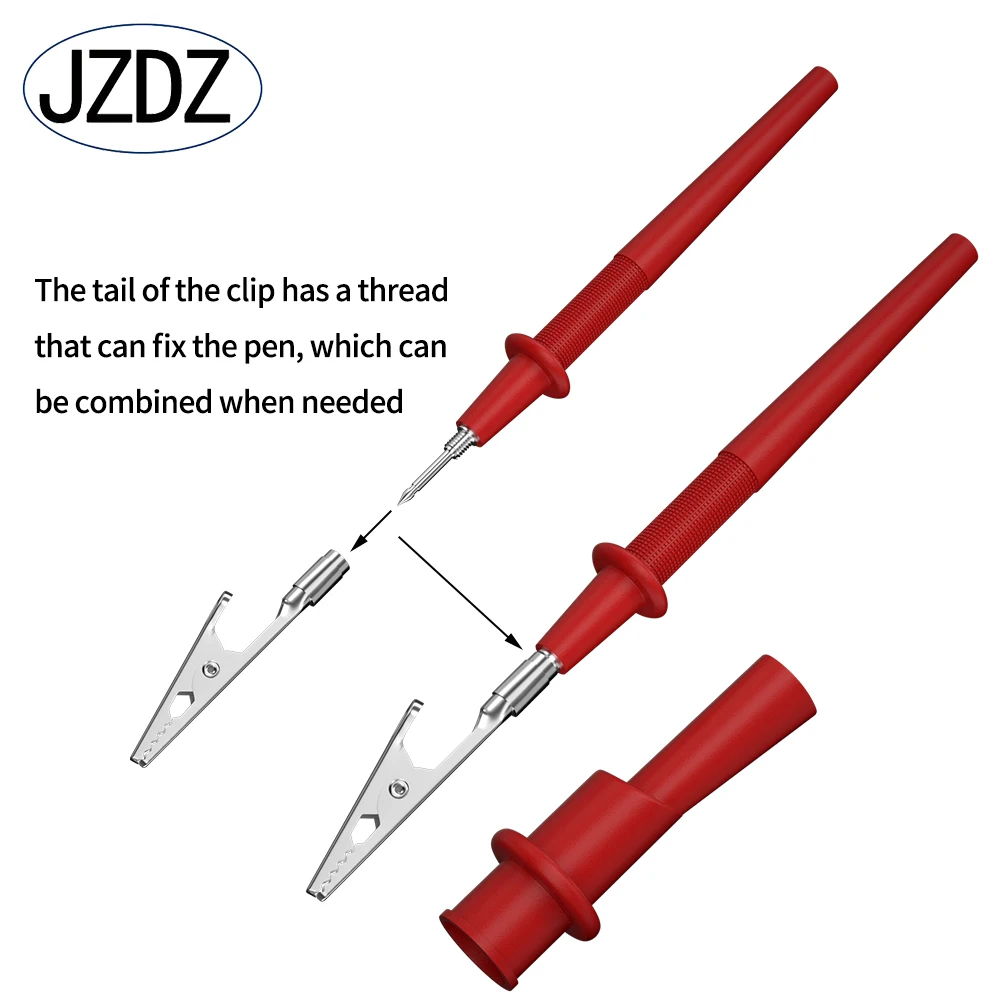 Imagem -04 - Jzdz-kit de Teste Substituível Multímetro Digital Sondas de Teste Elétrico Clipes Jacaré Plugue Banana Jt0083