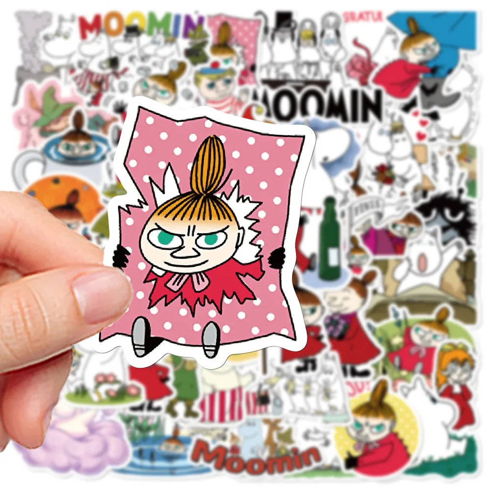 50pcs Cute Hippopotamus Moomins Stickers Kawaii Anime Graffiti For Luggage Laptop Water Bottle Icebox Decorative Sticker Toy