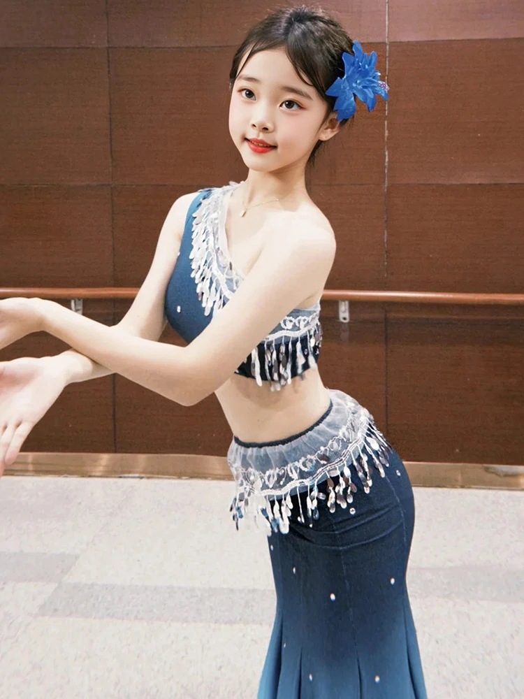 

Children's Fem New Sle Tai Dance Costume Performance Skirt Yang Rain Bamboo Forest Solo Dance Skirt Ethnic Stage Outfit