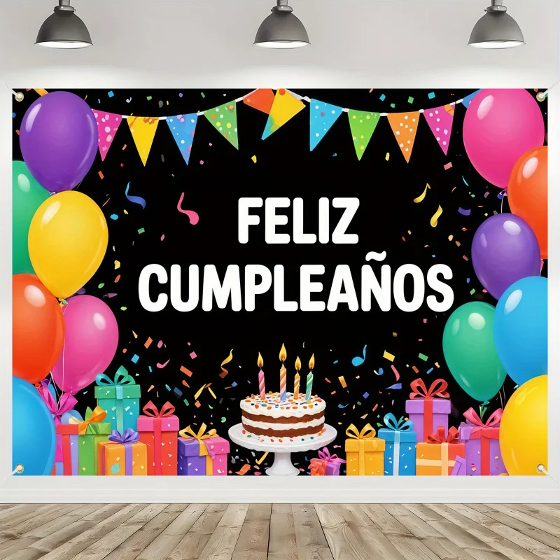 1 pancarta plana 2D España Feliz Cumpleaños, decoración de fiesta en casa, creación de atmósfera, sin necesidad de fuente de alimentación - zs