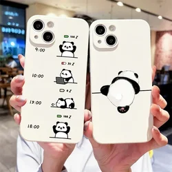 Cute Cartoon Personified Panda Phone Case for iPhone 16 13 15 11 12 14 Pro Max Plus Mini XR SE3 Soft Silicon Covers Shells Bags
