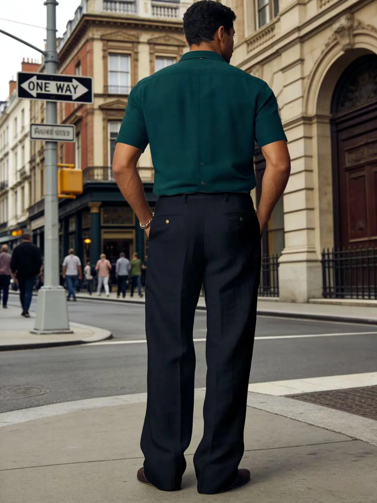 Men's Linen Wide Leg Pants High Waisted Business Casual Trousers Breathable Summer Loose Fit Straight Leg Pants for Daily Wear