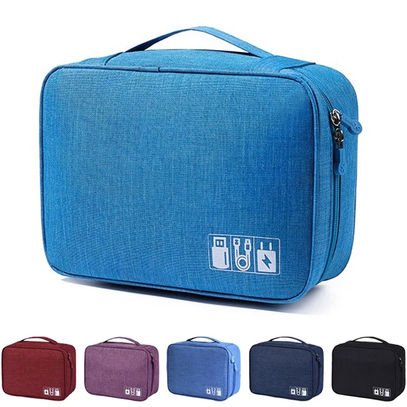 Bolsa de armazenamento digital portátil, plugue usb, linha de carregador, fones de ouvido, mouse, fio, à prova d'água, organizador de cabo, bolsa de acessórios de viagem