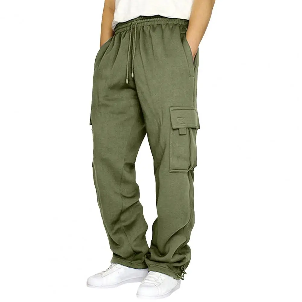 

Men Elastic Waist Pants Multi-pocketed Pants Men's Drawstring Cargo Pants with Elastic Waist Multi Pockets Soft for Sports