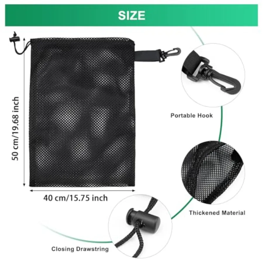 10 PCS With Clips Mesh Drawstring Bags, Portable Nylon Storage Bags for toy, Sports Storage, Outdoor activities etc. 15.7x19.7i