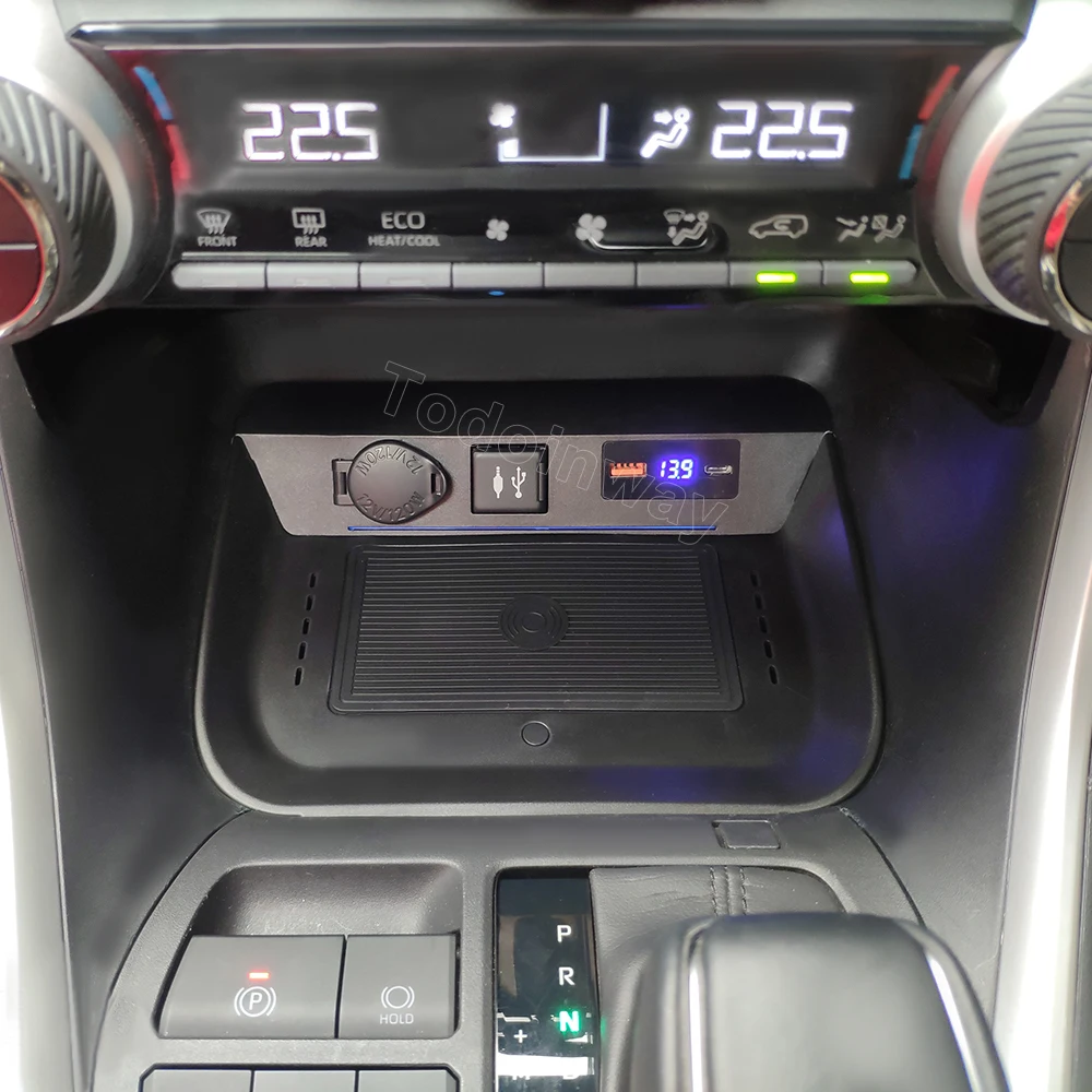 QC3 Fast Wireless Charging Phone Charger usb socket For Toyota RAV4 LHD 2020 2021 2022 2023 XA50 Center Console Accessories view 3