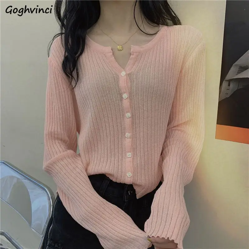 

Baggy Knitted Cardigans Women Spring and Autumn Gentle Long Sleeve V-neck Sweaters All-match Female Tops Buttons Vintage Casual