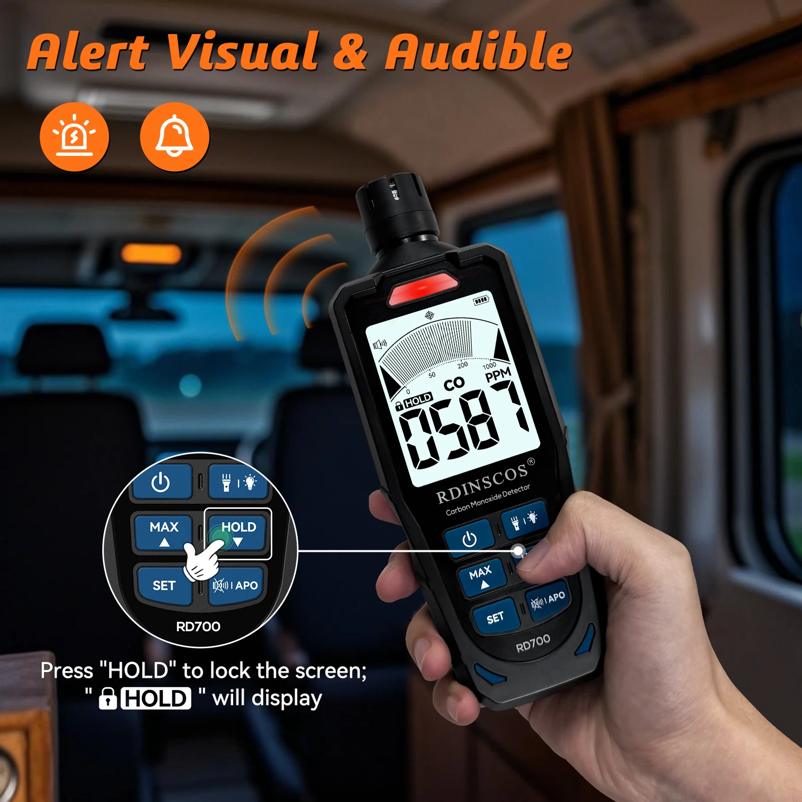 Gas Detector 0-1000ppm for Safety Monitoring CO Meter Carbon Monoxide Detector