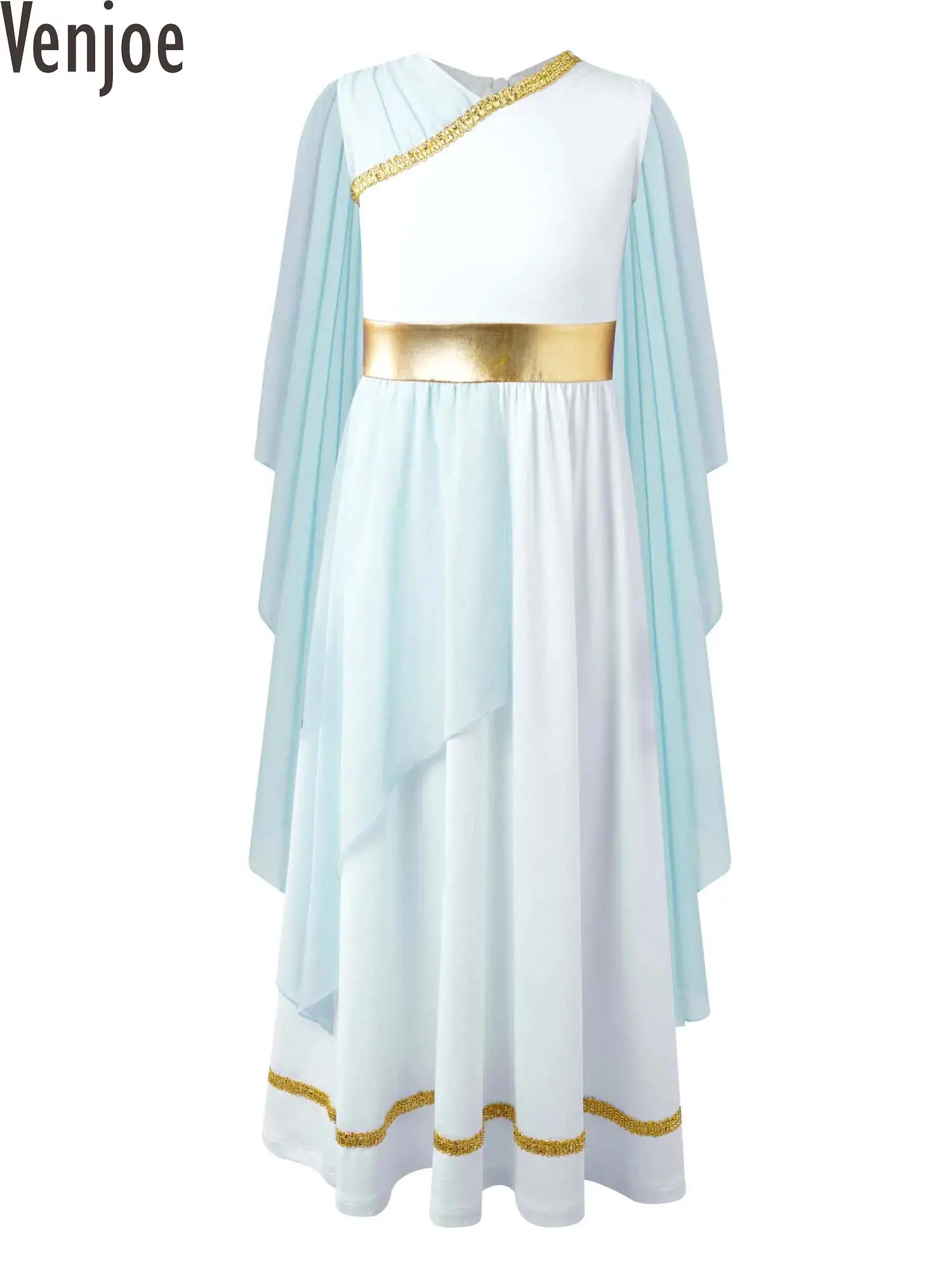 Kinderen Meisjes Halloween Oude Griekse Toga Cosplay Kostuum Romeinse Grecian Prinses Jurk Jurk Mouwloze Jurk Jurk Flowy Tule Jurk