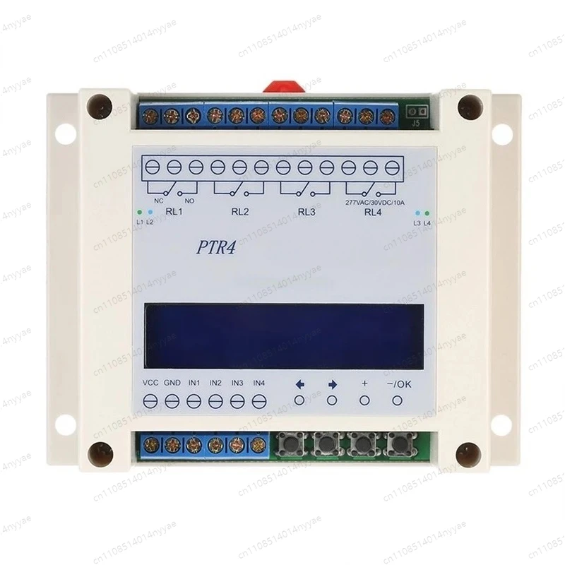 PTR4-IND 4-Way Timer Relay, Independent Adjustable Delay Cycle Module