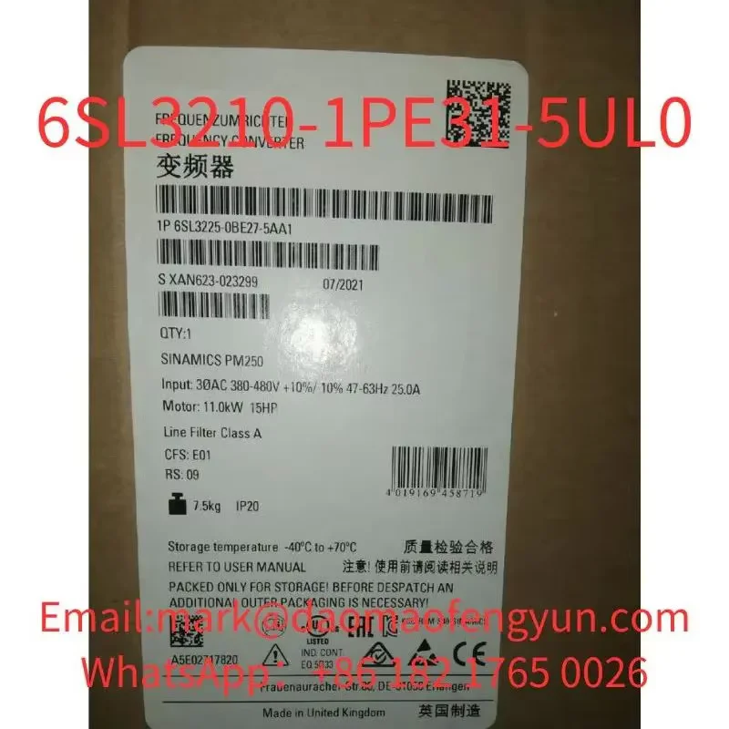 6SL3225-0BE27-5AA1 Brand New SINAMICS G120 Power Module PM 250 with integrated Class A filter capable of