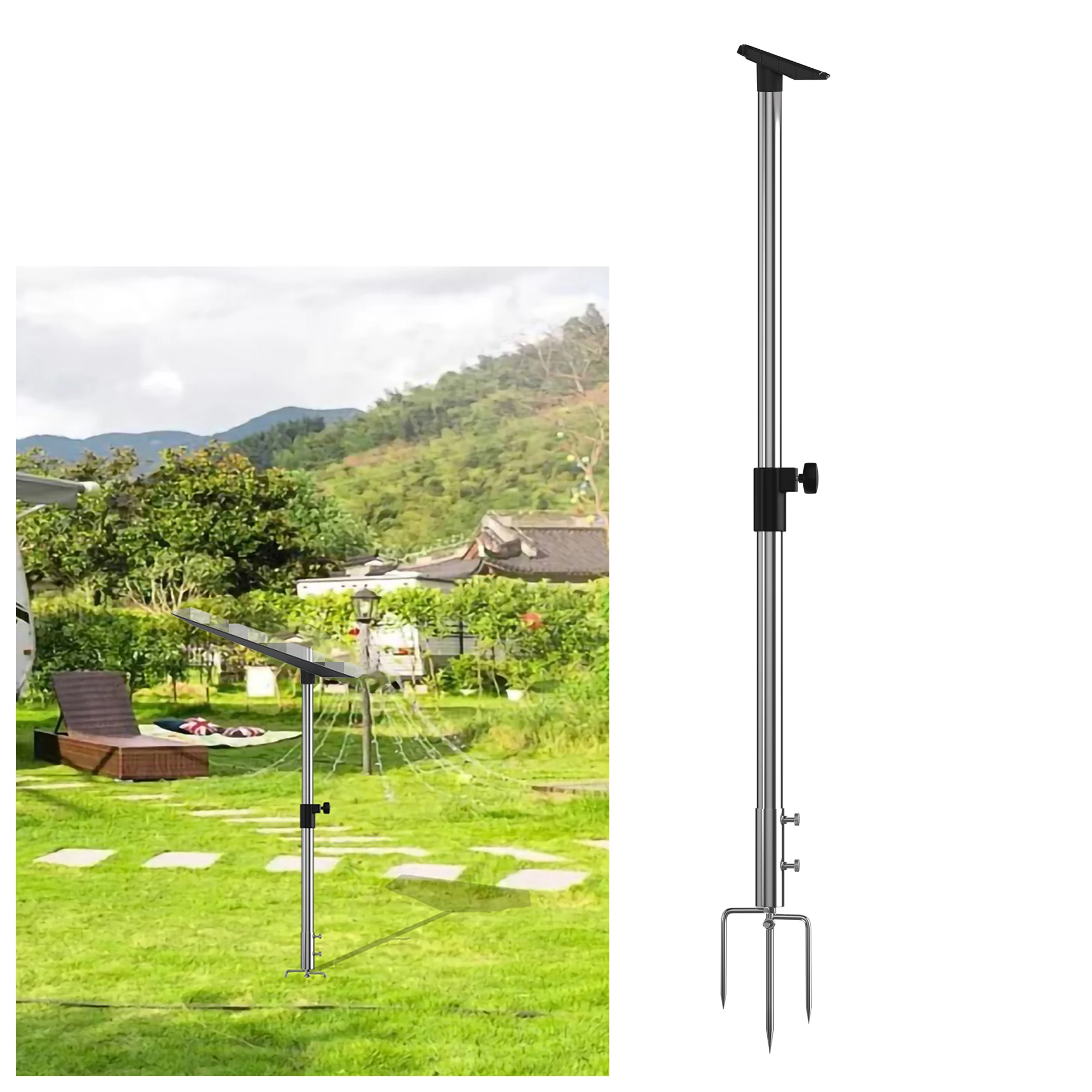 For Starlink V5 Ground Pole Mount -Heavy Duty Stainless Steel Ground Stand-Adjustable Height -Pipe Adapter Included