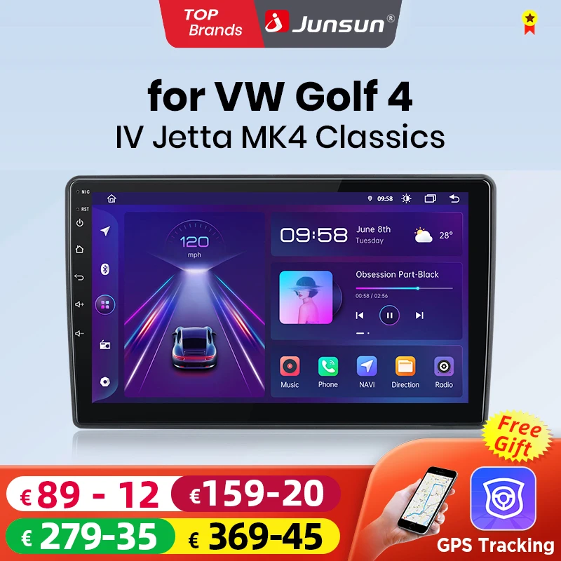 Junsun Wireless CarPlay Android Auto Car Radio For VW Golf 4 Jetta MK4 1997-2003 GPS Multimedia 2 din Intelligent Systems Stereo