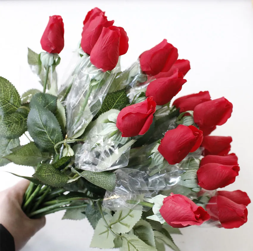 10Pcs Artificial Flowers Feel Rose Moisturizing Rose Bud Fake Flowers Home Decor Wedding Party Event Flower Arrangement Bouquet