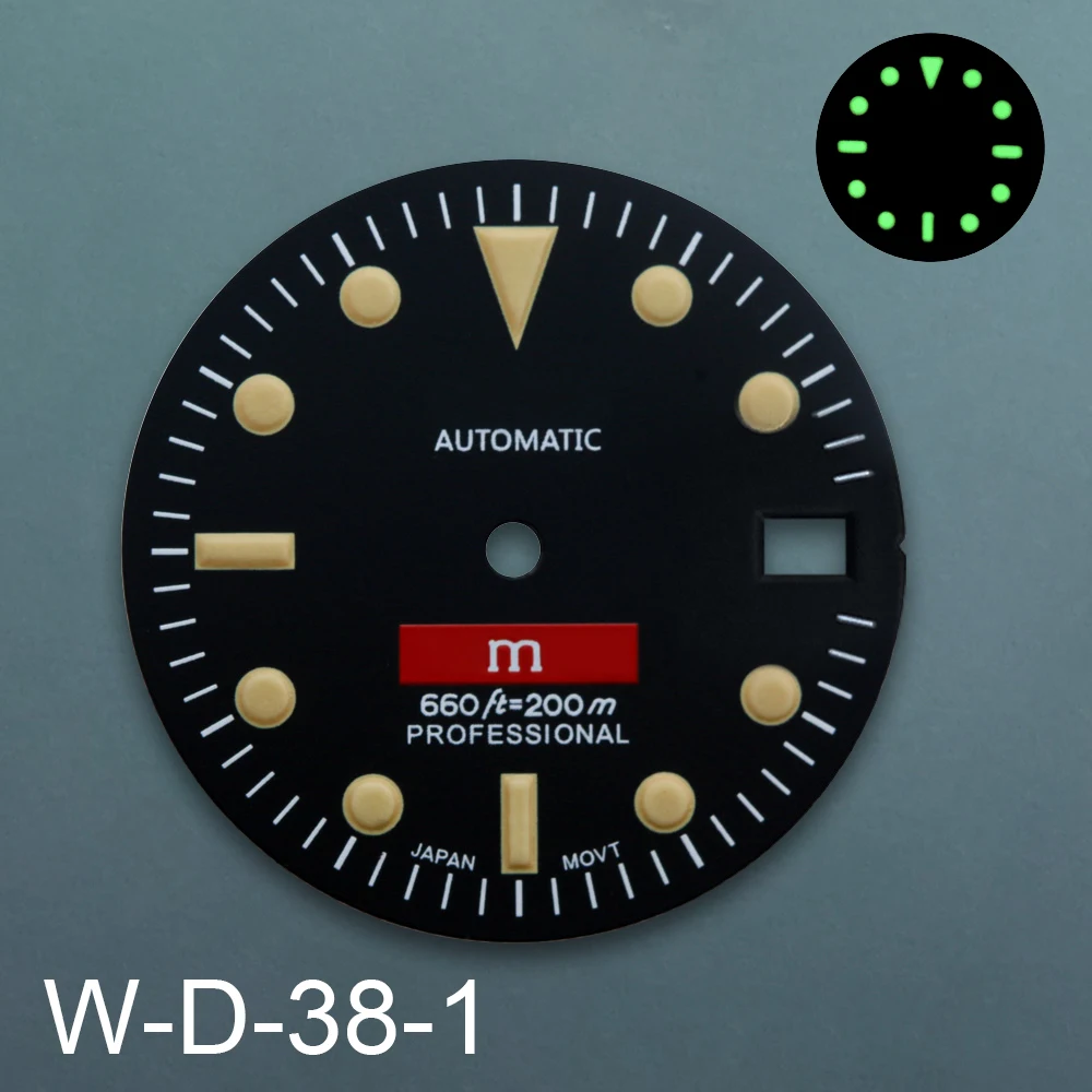 28.5 مللي متر S شعار ريترو SKX 007 الطلب صالح NH35/NH36 اليابان حركة الأخضر مضيئة عالية الجودة ساعة مزدوجة تعديل الملحقات