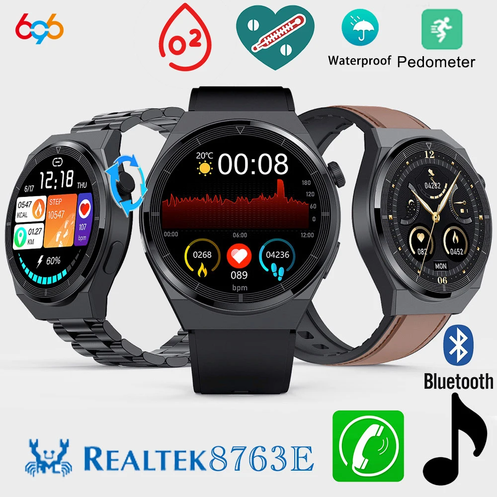 

Smart Watch True Blood Oxygen Temperature Monitoring Bluetooth-Compatible Call 8763E Chip Voice Assistant Waterproof Smartwatch