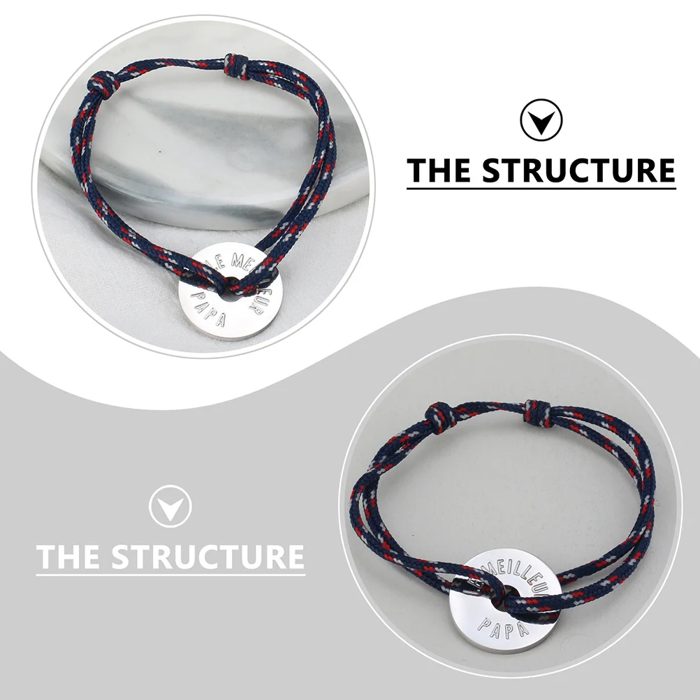 1pc braccialetto per la festa del papà per uomo catena intrecciata a mano braccialetto semplice regalo per papà festival indossare design durevole braccialetto maschile a mano