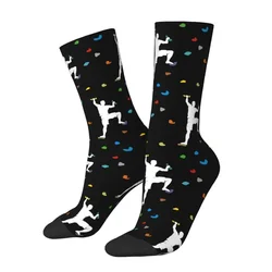 Funny Printed Bouldering Hall Climb Wall Socks for Women Men Stretchy Summer Autumn Winter Rock Climbing Crew Socks