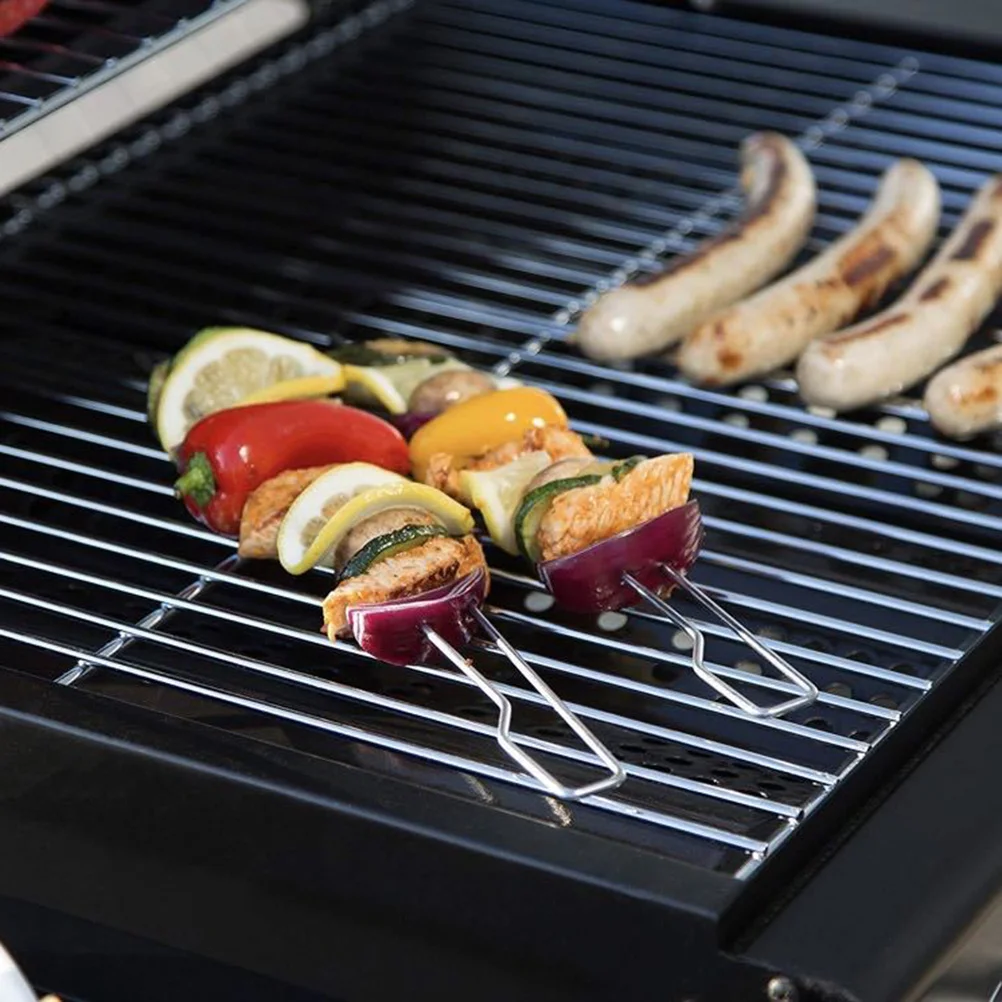 

2Pcs Stainless Steel Barbecue Fork Lightweight Double Prong Skewers for Grilled Chicken Wings Kebabs Outdoor Use