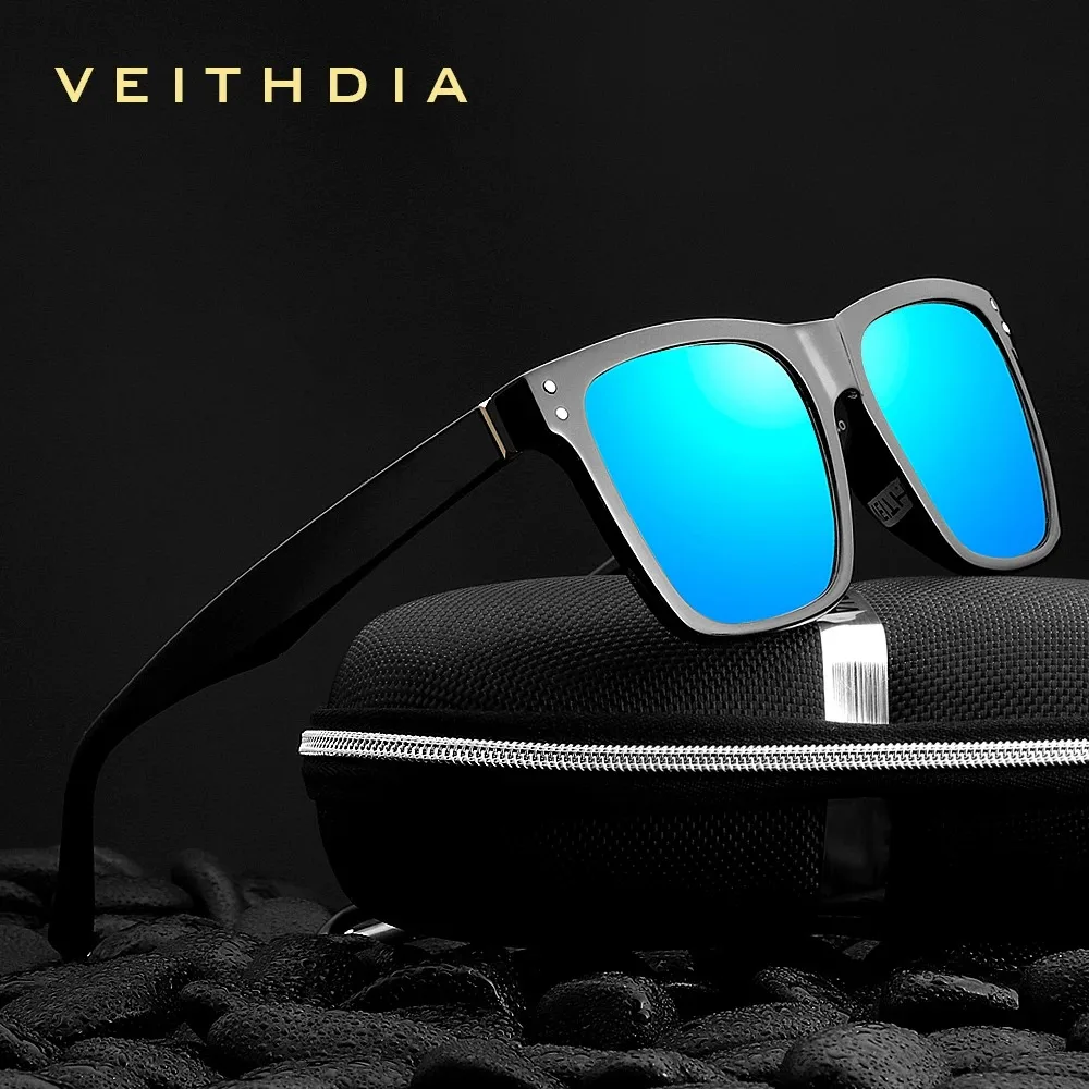 VEITHDIA النظارات الشمسية للجنسين ريترو TR90 مربع اللونية مرآة الاستقطاب UV400 خمر نظارات نظارات شمسية للرجال/النساء V7018