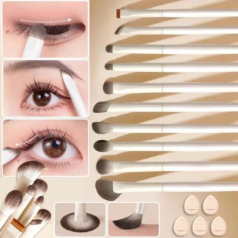 5/6/8/10pcs Natural Eye Makeup Brushes Set Detail Eyeshadow Contouring Brush Ultra Soft Blending Eyeliner Brow Brush Makeup Tool