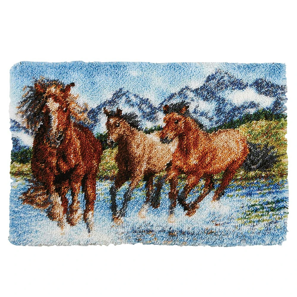 Creative Gift Latch hook kits carpet with printed Horse canvas for Kids Craft kits for adults Carpet embroidery Rug making kits