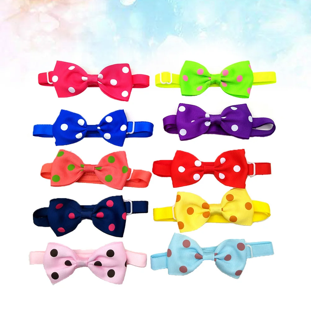 

10pcs Pet Ties For Cat Dog Adjustable Dot Pattern Necktie Christmas Party Wedding Photo Props Collar Accessory Cat Bow Tie Dog