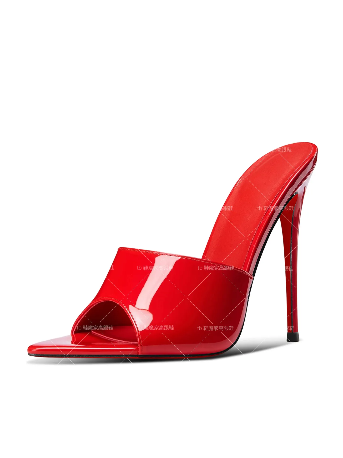 

Women's Red Sandals Summer Outdoor Wear 2026 New Pointed Toe High Heel Flat Sandals Mule Shoes 12cm High Heels