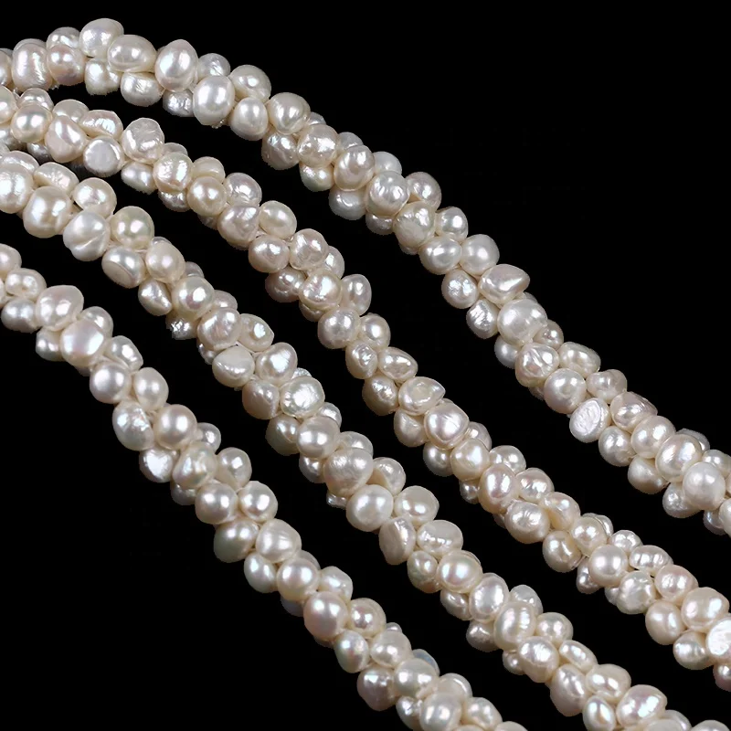 

6-8 мм бусины в стиле барокко с боковым отверстием, натуральный белый пресноводный жемчуг, ювелирные изделия