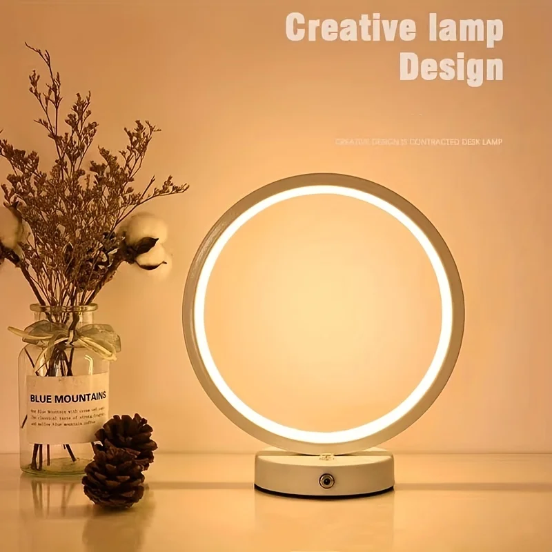 

LED minimalist retro desk lamp with plug-in brightness adjustment and three color adjustment, USB charging, bedside, bedroom, li