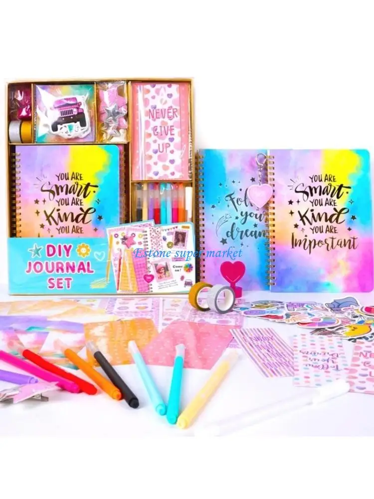 

090B Набор блокнотов для девочек, набор для вырезок, идеально подходит для дней рождения в возрасте от 5 до 9 лет, розовый