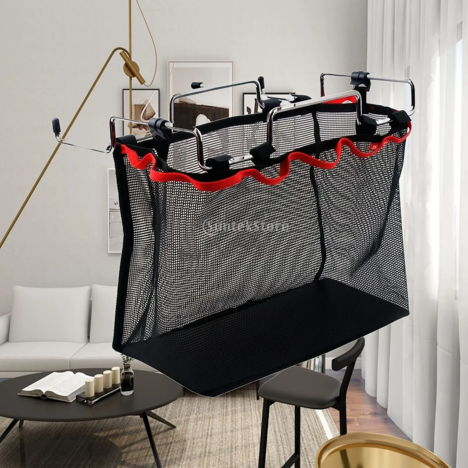 Hanging Mesh Storage Organizer with Metal Wire Frame for Table Side Outdoor Camping Kitchen Picnic Essentials
