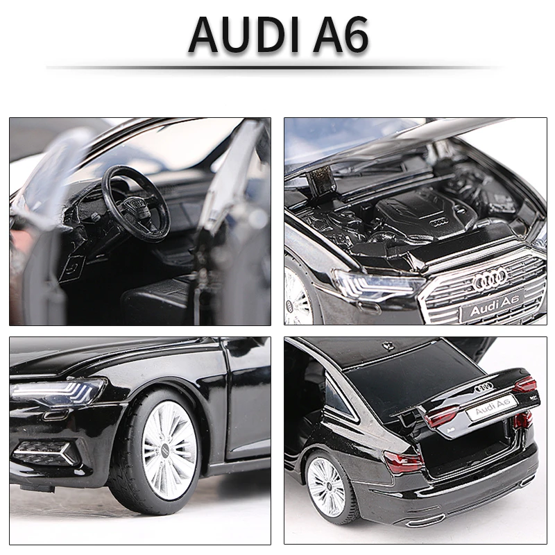 1:32 AUDI A6 Alloy Car Model Diecast & Toy Metal Vehicle Car Model Collection Sound and Light High Simulation Childrens Toy Gift