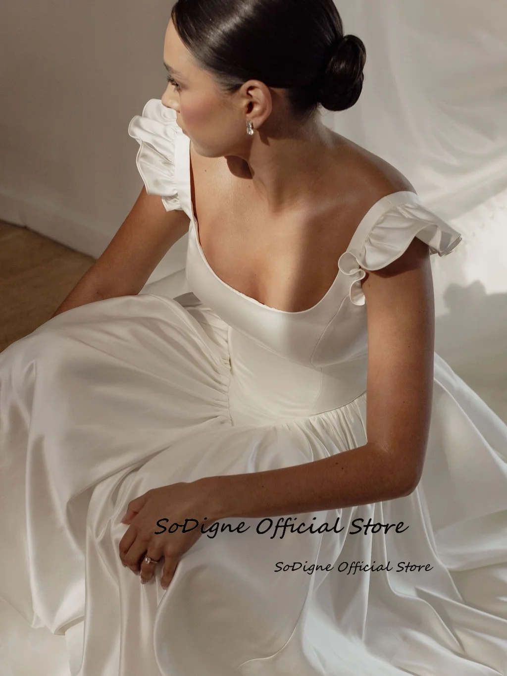 SoDigne A-line Simple Satin Wedding Dresses Square Collar Sleeveless Bridal Dress 2026 Bride Gown Vestidos De Novia Customized