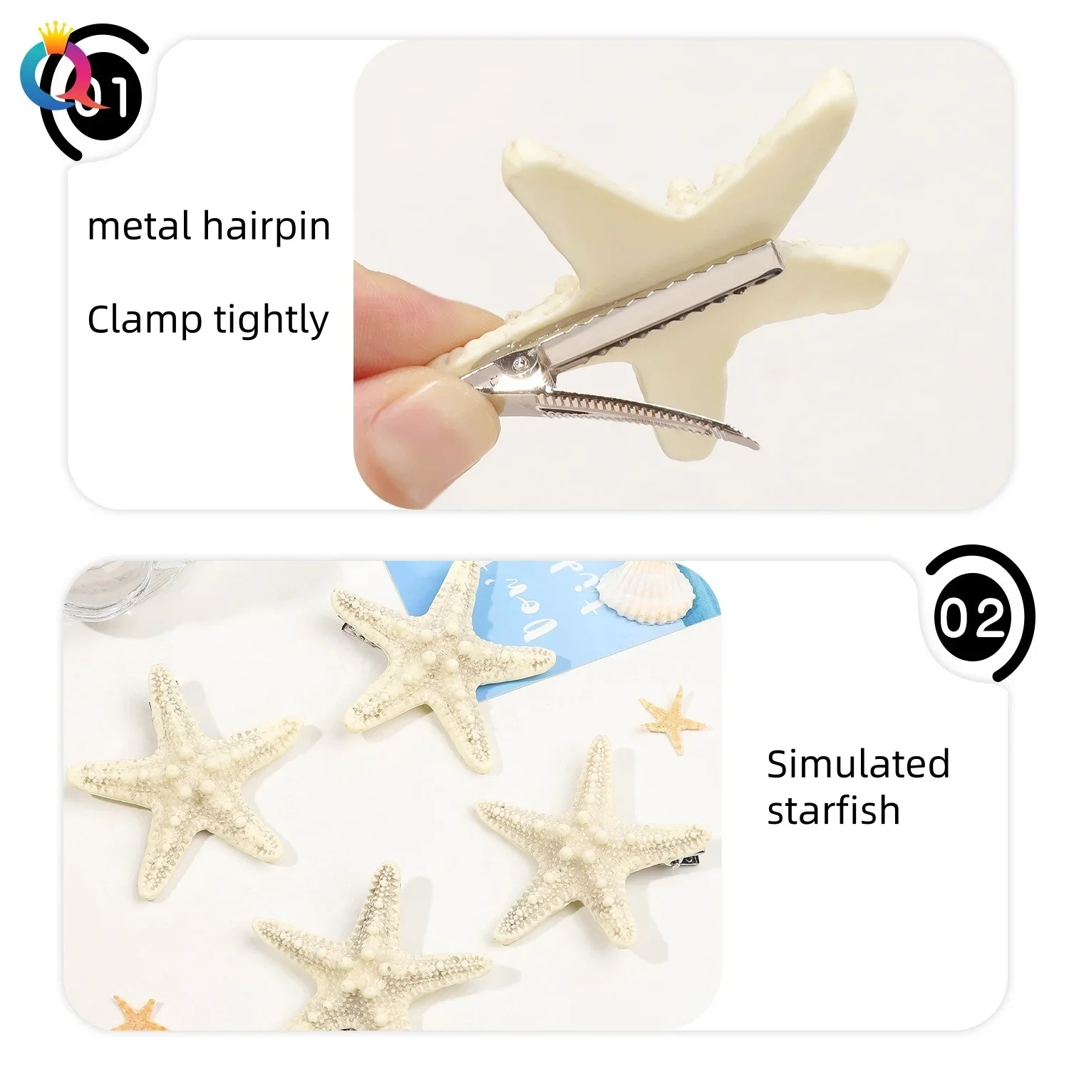 Blue Starfish Hairpin Summer Beach Vacation Hair Clip Fashion Sweet Bangs Clip Girls Women Hair Accessories