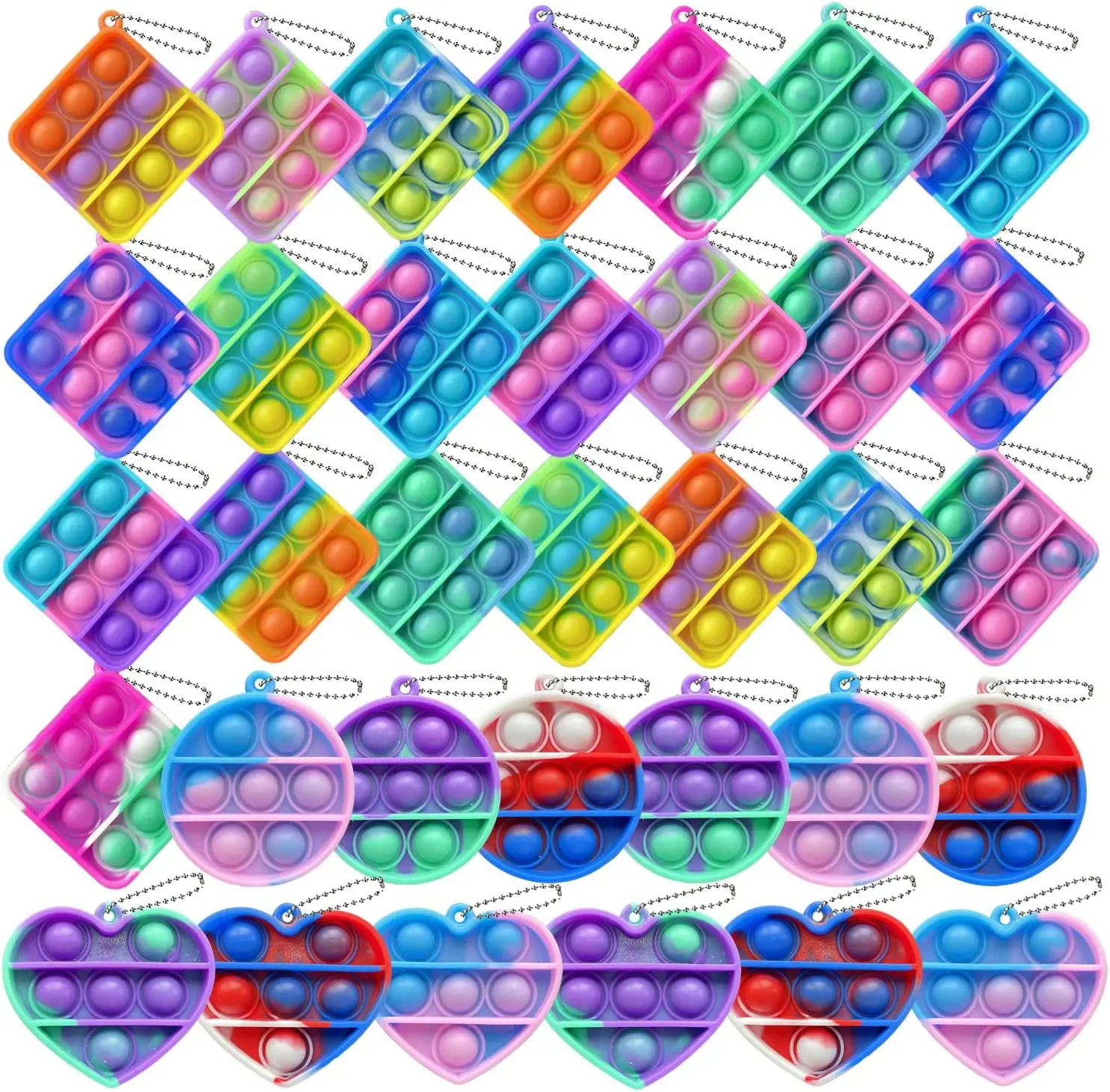 Mini porte-clés Pop Fidget pour enfants, jouets de fête, cadeaux pour enfants, forme, sac de cadeaux, trucs pour irritation, prix de chambre, 1 pièce