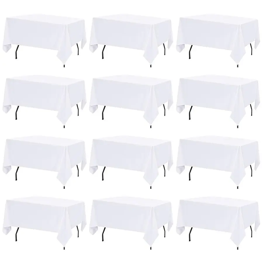 

Pack White Table Cloth Rectangle Table Cloths for 6 Foot Rectangle Tables 60 X 102 Inch Washable Polyester Table Covers, Reusabl
