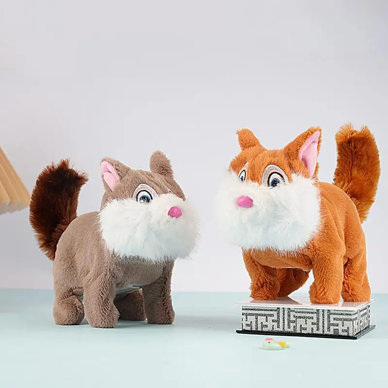 2025 Nuovo scoiattolo ambulante elettrico giocattolo animale di peluche interattivo con suoni realistici e coda che scodinzolante regalo educativo per i bambini