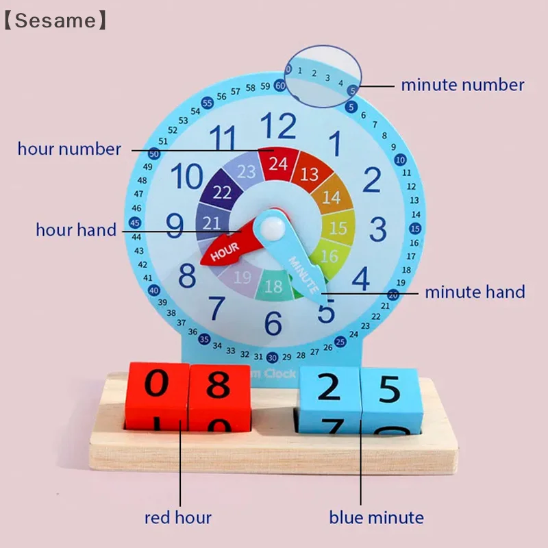 Children Montessori Clock Educational Toys Hour Minute Second Cognition Clock Model Teaching Aids Time Learning For Kindergarten