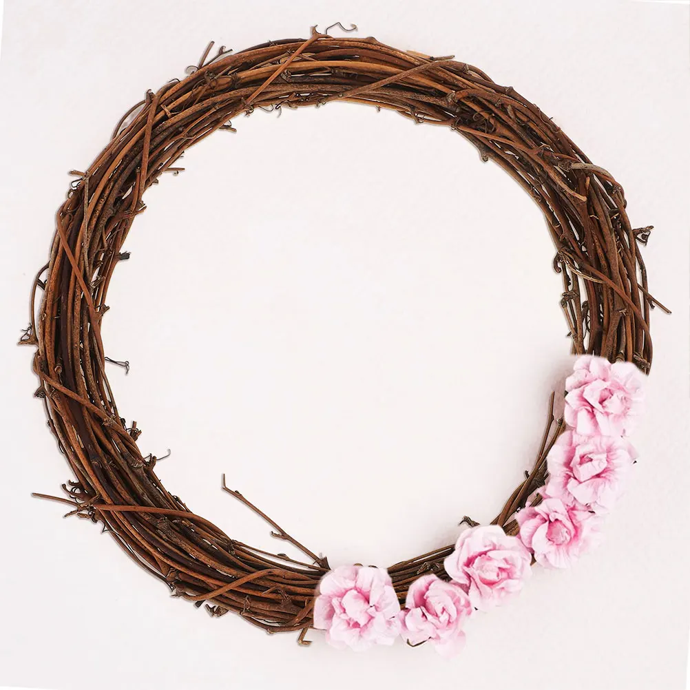 

25Cm Natural Rattan Frame Diy Twig Wreath For Christmas Wedding Party Decorations Grapevine Wreath Ring Branch Hoop Craft