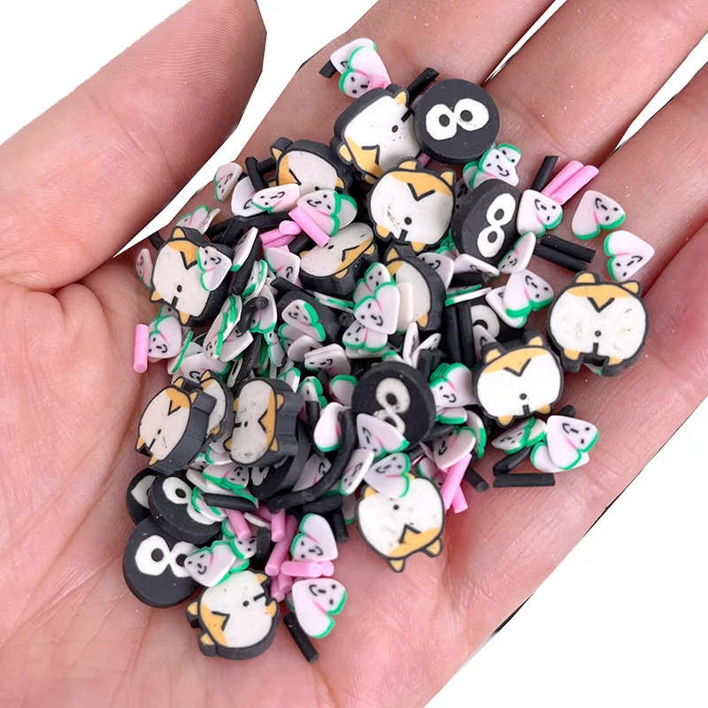 50g Animal Peach Hip Black Eyes Polymer Clay Sprinkles for DIY Crafts Tiny Cute Plastic klei Slime Filling Material Accessories