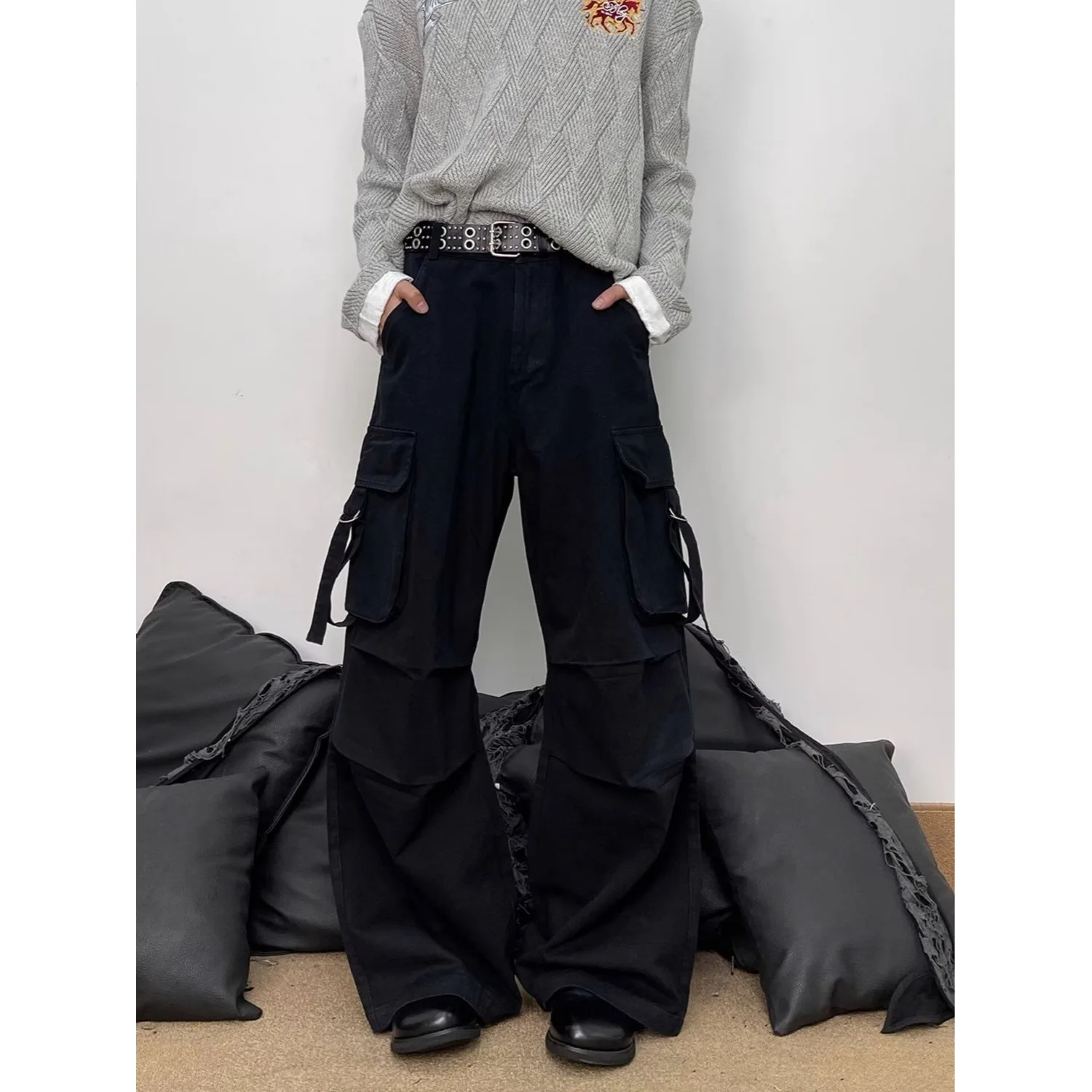 

plus Size Autumn Winter Loose Fit Casual Pants Women's High Waist Straight Leg Spor Sle Dyeing Proc Polyester Fabric