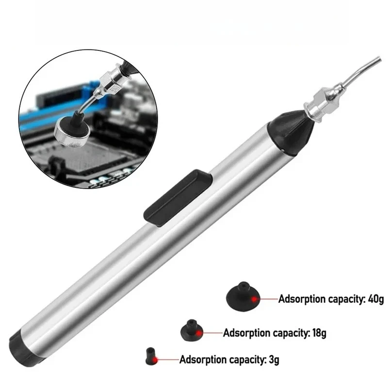 Manual Vacuum Pick Up Tool with 3 Nozzles for Jewelry Making Micro Stone Setting Precision Component Handling DIY Craft Kit