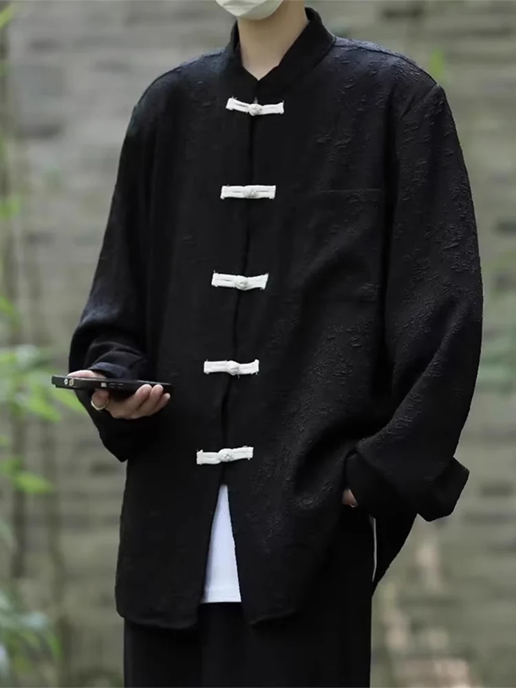 

Новый китайский мужской костюм Long Sve irt с вышивкой, костюм Гуонгана Тан, легкая верхняя одежда, весенне-осенний сезон