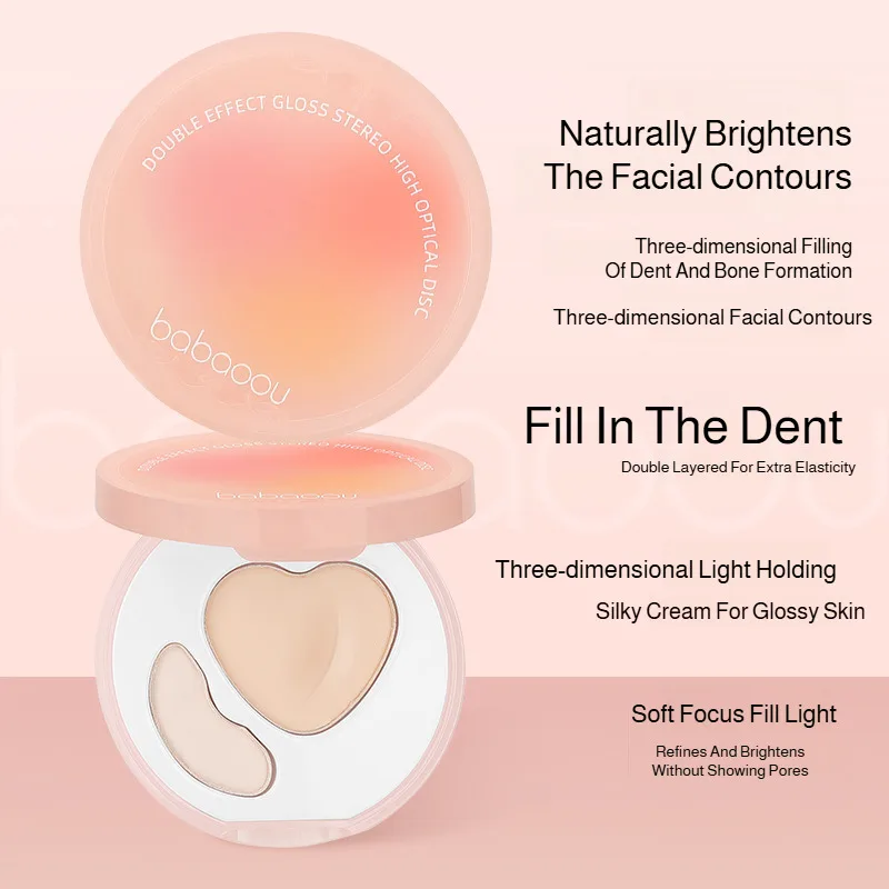 Resaltar crema doble efecto brillo doble combinación ranura de lágrima hundido resaltador brillante combinación mate